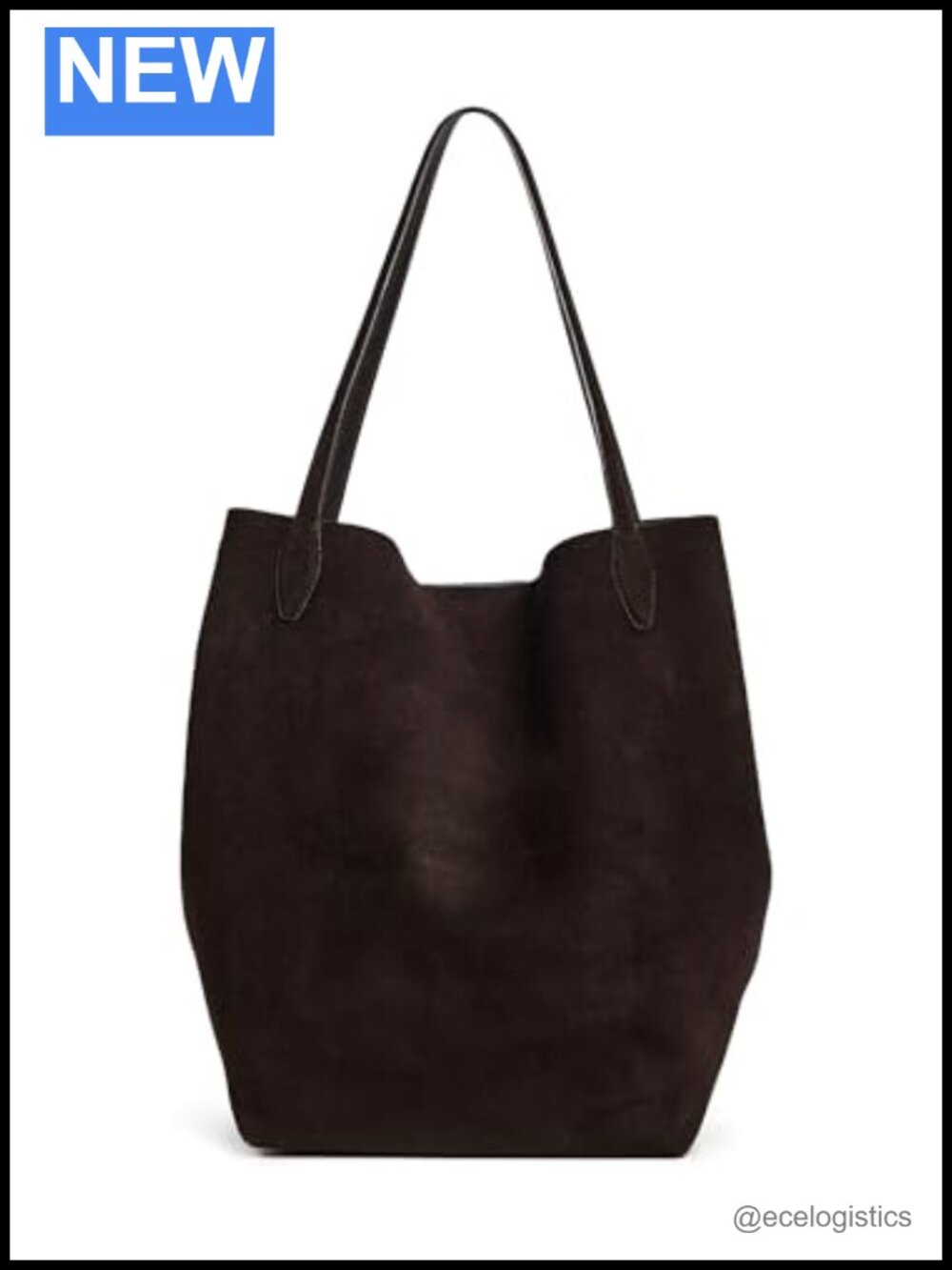 Oversized Suede Shopper Tote with Gold-Tone Hardware
